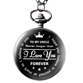 Udaney to My Uncle Pocket Watch Black Watch Gifts for Uncle from Nephew Niece