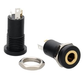 kenable 3.5mm Aux Stereo Gold Socket Input Panel Mount Audio Solder Adapter [2 Pack]