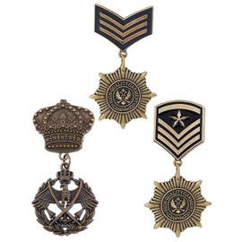 TPZORJX Order Badge, 3 Pieces 3 Style Badges, Alloy Star Eagle Medal Brooch Crown Cross Lapel Pin Badge Hats Scarf Suit Brooch Vintage Lapel Clip For Costume Decoration