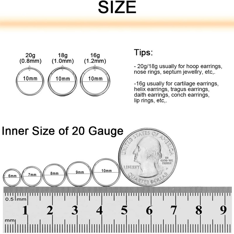 Punktracker 1Pcs 20G 18G 16G 6/7/8/9/10mm Cartilage Tragus Helix Earring
