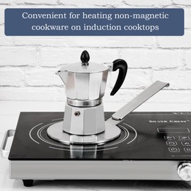 ACTIV CUISINE Induction Adapter Plate Induction Adapter Plate with Removable Stainless Steel Handle Moka Induction Cooking Plate Adapter for Use of Coffee Pots on Induction Hobs 14 cm