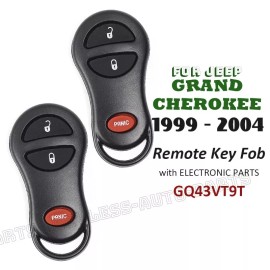 KeylessAutoParts 2x GQ43VT9T for Jeep Grand Cherokee 1999 2000 2001 2002 2003 2004 Remote Key Fob