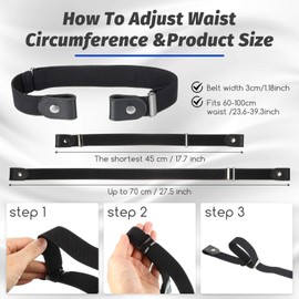 Syhood No Buckle Stretch Belt Buckle-Free Elastic Invisible Belt Adjustable Invisible Jeans Pants Dress Stretch Waist Belt for Men Women (Black)