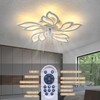 haodengshi 25" White Modern Geometric Ceiling Fan with Lights, 3