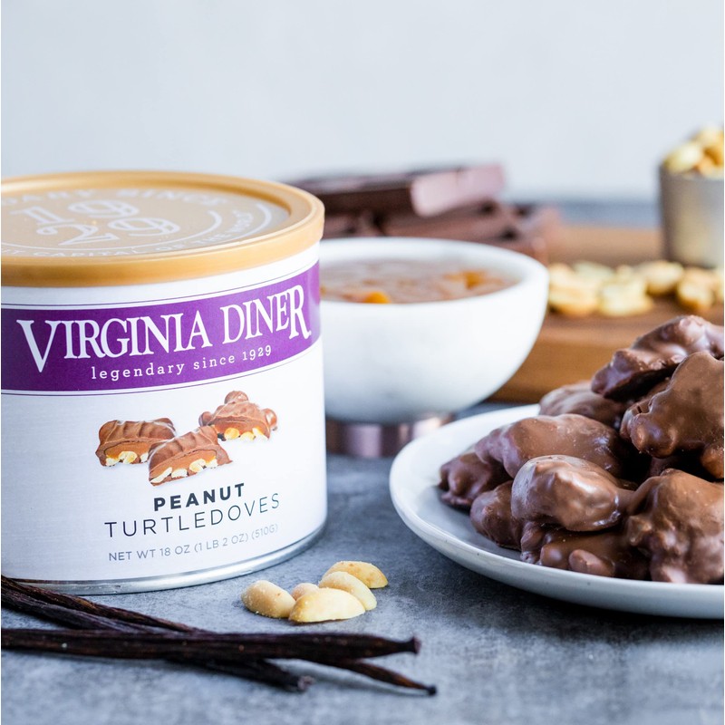 Virginia Diner Chocolate Pecan Turtledoves Candy Clusters with Caramel -