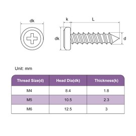 sourcing map M5x40mm Flat Head Phillips Drive Self Tapping Screws, 304 Stainless Steel Cross Drive Fastener Screws, Silver, Pack of 50
