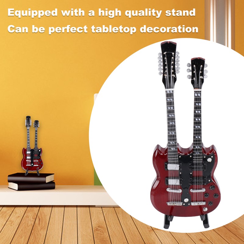 Wooden Miniature Guitar Elegant Mini Electric Guitar Musical Instrument Model