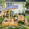 Haverchair Kids Wooden Sandbox with Picnic Table, 2-in-1 Large Sand