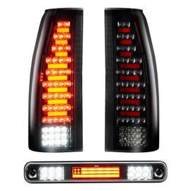 Tresound Tail Light + 3rd Third Brake Cargo Lamp for Chevy GMC C1500 K1500 1988-1999, C/K 2500 3500 1988-2000, Silverado 1994-1998, Blazer 1992-1994, High Mount Stop Light Rear LED Taillight Assembly