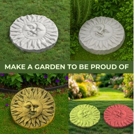 BETONEX Sun Moon Garden Stone Stepping Mold Pathmaker Mold Concrete - Sun Stepping Stone Precast Concrete Pavers