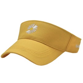 White Fang CZA048 Women's Sun Visor, Flower Embroidery, Trendy, Summer Cap, UV Protection, Cute,, yellow, Free size