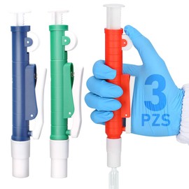 Juego de 3 Bomba de Pipeta de 2ml 10ml 25ml, Pipetas Pequeñas de Fácil Aplicación Rápida, Pipetas De Tranferencia, Apto para pipetas de plástico vidrio de laboratorio y Experimenta(Azul, Verde, Rojo)