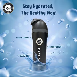 My Vital Premium Multi-Functional Insulated Travel Tumbler: Double-Walled Stainless Steel Water Bottle with Advanced Long-Term Hot and Cold Retention for Optimal Hydration On-The-Go, Black,20oz
