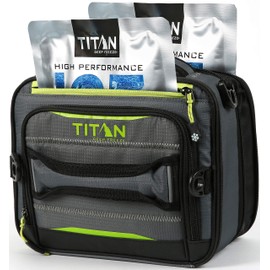 Arctic Zone Titan Deep Freeze Fridge Cold Expandable Insulated Horizontal Lunch Pack with 2X 250g High Performance Ice Walls, Grey