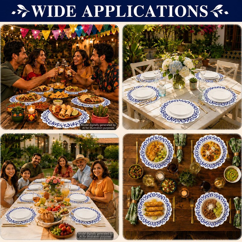 Blue and White Talavera Mexicanos Paper Placemats Mexican Party Decor