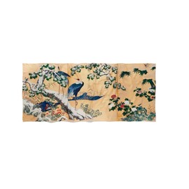 Metropolitan Museum of Art, Momoyama Cranes and Flowers Oversized Silk Shawl/Scarf, 72" x 31"