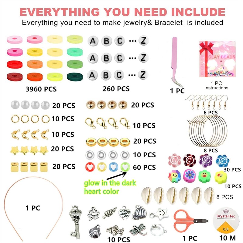 Vytung 4600pcs Clay Beads Bracelet Making，Beads for Jewelry Making with