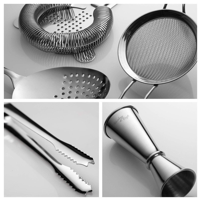 Bartender Kit with Stainless Steel Boston Shaker Bottle | 11-Piece