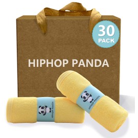 HIPHOP PANDA HIPHOP PANDA Baby Washcloths, Rayon Made from Bamboo - 2 Layer Ultra Soft Absorbent Newborn Bath Face Towel - Reusable Baby Wipes for Delicate Skin - Yellow, 30 Pack