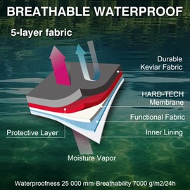 Goture 5-Layer Waterproof Stocking Foot Waders, Breathable Fly Fishing Waders for Men Women with Handwarmer, Multiple Storage Pockets, Adjustable Waist Belt, Fishing Chest Wader for Fishing XXL