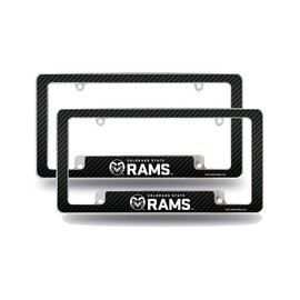 Colorado State Rams (Set of 2) Chrome Metal License Plate Frames with Carbon Fiber Design