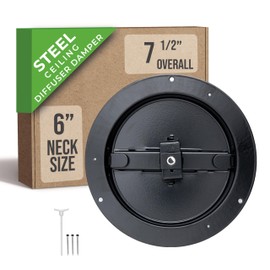 Fits 6 Inch Neck Air Duct | Steel Butterfly Damper by Handua | for Round Ceiling Air Supply Diffuser with Plastic Key-Handle | Black | Outer Dimension: 7-1/2"