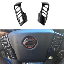 Korlot Cubierta de volante interior de fibra de carbono para Nissan Frontier 2022+ para Titan 2020+(23JB-NIFTR-002)