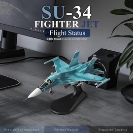 HANGHANG 1:100 Military Model Plane SU-34 Fullback Alloy Fighter Plane Model,Model Airplane for Collection and Displays