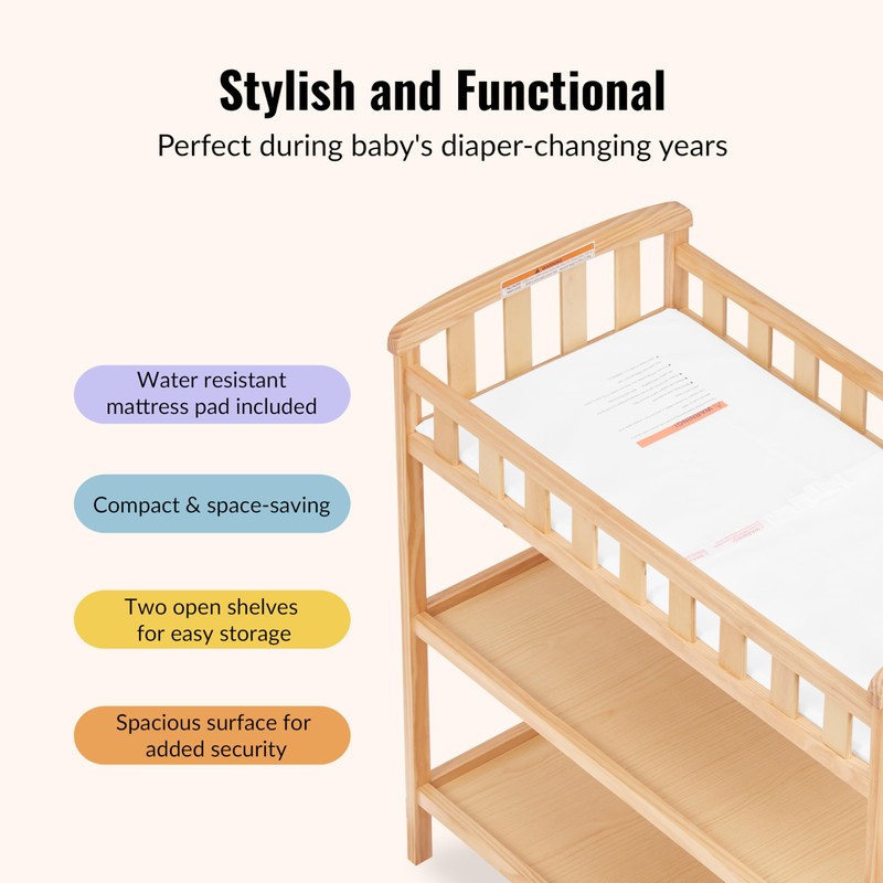 Dream On Me Emily Changing Table, Compact and Portable, Solid