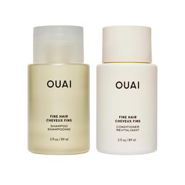 OUAI Fine Hair Shampoo & Conditioner Set, Travel Size - Volumizing Shampoo & Conditioner - With Strengthening Keratin, Biotin & Chia Seed Oil - Sulfate, Paraben & Phthalate Free (3 Oz)