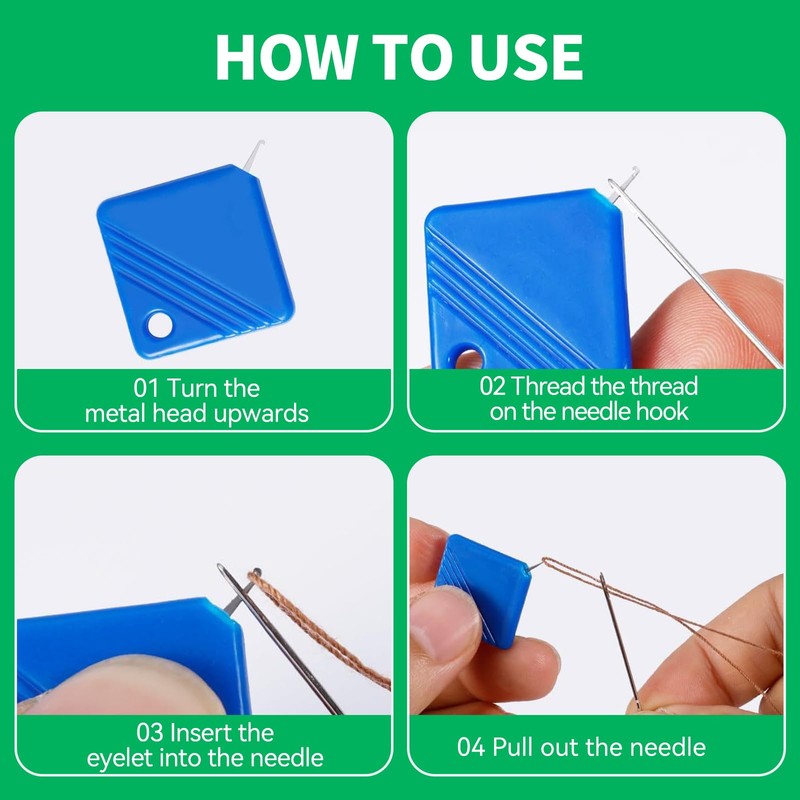 9PCS Automatic Needle Threaders, Square Plastic Needle Threader Hand Sewing,