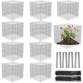 40 Pcs Plant Protector from Animals, 10 Pack 12'' x 12'' Reusable Metal Square Plant Cages, Wire Mesh Garden Cloches to Keep Rabbits, Squirrels and Chicken Out and Protection Vegetables Flowers Shrubs