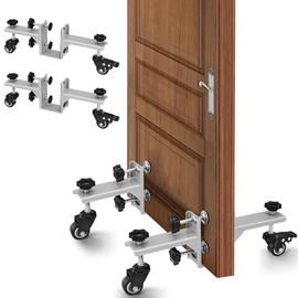 2026 Upgraded Door Lock Installation Kit,Heavy-Duty Door Dolly,2PCS Door Installation Hardware Tool Kits, Door Installation Tools for Pre Hung,Front Door and Slab,Door Lifter (Silver)