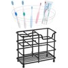 Stainless Steel Toothbrush Holder, Black Metal Bathroom Organizer, Compact Size
