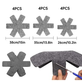 Tkxjry Pack of 12 Felt Pan Stack Protectors, Felt Pot Protectors, Felt Stack Protectors, for Pans Pots Bowls Kitchen Utensils, 3 Different Sizes (38/35/26 cm)