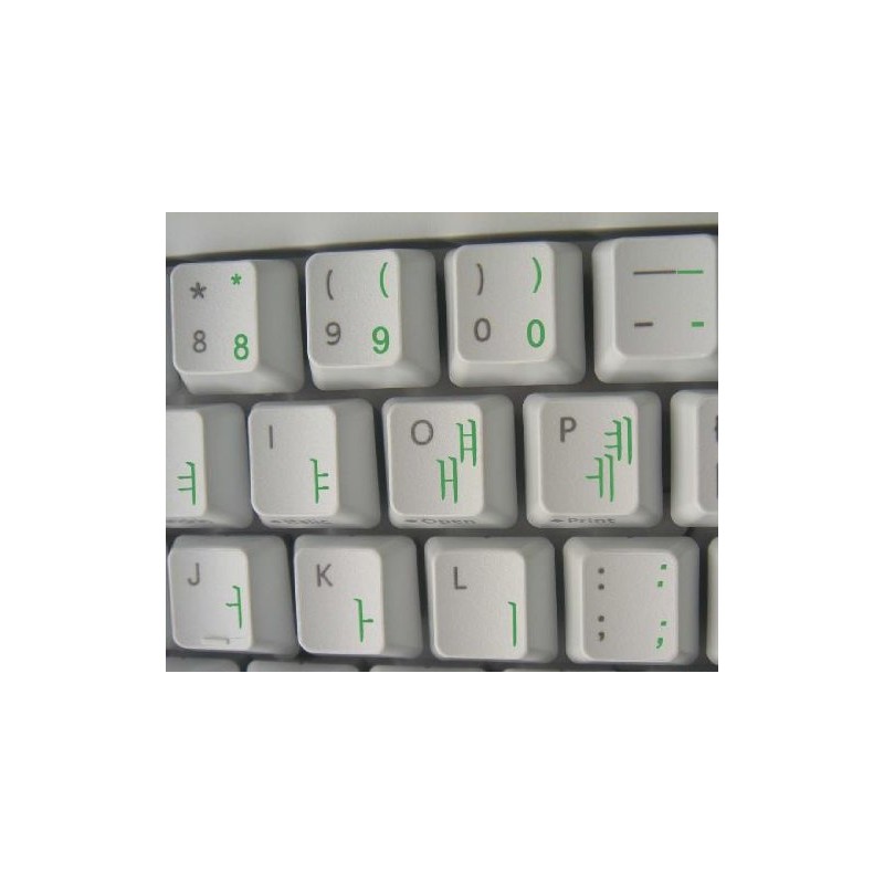 4Keyboard Korean Keyboard Sticker with Green Lettering ON Transparent Background