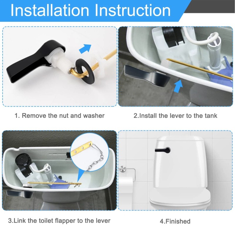 Hibbent Toilet Tank Flush Lever Replacement, Universal Front Mount Handle