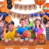 Shamoparty Basketball Party Tableware 73-Piece Sports Theme Dining Table Decoration