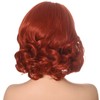 Short Copper Red Wig for Women Auburn Wavy Synthetic Hair