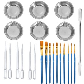 Samcos Plastic Model Painting Set 23-piece Set with 10 Painting Brushes, 1 Mixing Stick, 6 Paint Trays, 6 Pipettes, and Painting Tools
