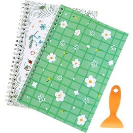 2 count Sticker Book Collecting Album Reusable Sticker Organizer Storage Book for Stickers Collection A5 (64 Pages) - Colour: C-Plaid Green & Simple Color