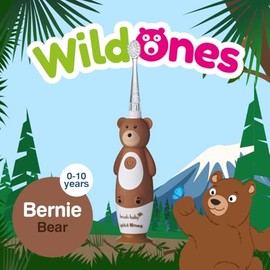 BrushBaby - WildOnes - Kids Rechargeable Electric Toothbrush, Ages 0-10 - Bear Design with Flashing Lights - DeepClean Bristles for Superior Cleaning 