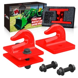 AMBULL (2 Pack 3/8" Tractor Bucket Grab Hook Grade 70 Forged Steel Bolt On Grab Hook Tow Hook Mount with Backer Plate,Work Well for Tractor Bucket, RV, UTV,Truck, Max 15,000 lbs (Red)
