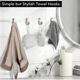 Metaliby 4 Pack Bathroom Hooks for Towels, Brushed Nickel Towel Hooks for Bathrooms Wall Mounted, Bath Towel Robe Hook, Bathroom Wall Hooks for Hanging Towels