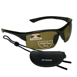 proSPORT Polarized Bifocal Sunglasses +4.00 Amber Lens Black Frame Men and Women Zipper Hard case and Sunglass Retainer Included