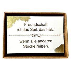 ONDEGO® HANDMADE in GERMANY Unendlichkeit Edelstahl GESCHENK beste Freundin Armband Freundschaftsarmband Freundschaft (Silber)