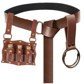 Cork Potion Bottle Cosplay Accessories Belt Loop Medieval Renaissance Witch Props Magic Vial Stempunk Cosplay Costume Sets, With Belt Brown