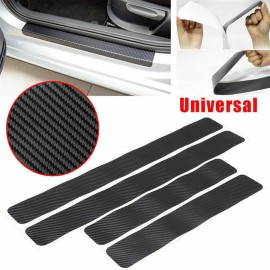Black Carbon Fiber Scuff Plate Door Sill Cover Panel Step Protector Guard 4pcsy