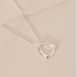 Heather Needham Sterling Silver Floating Heart Necklace on 16"/41cm silver chain - HEART SIZE: 10mm SOLID SILVER - NOT PLATED. Gift Boxed 8029/16