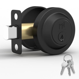 Mega Handles - Ronn Entrance Deadbolt I Deadbolt for Entry Lever Door Handle - Heavy Duty Round Lock for Left or Right-Handed Doors - Interior/Exterior Door Lever Deadbolt- Matte Black